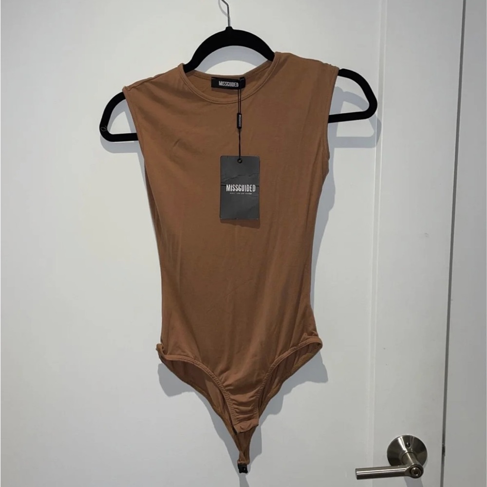 Missguided Brown High Neck Bodysuit
